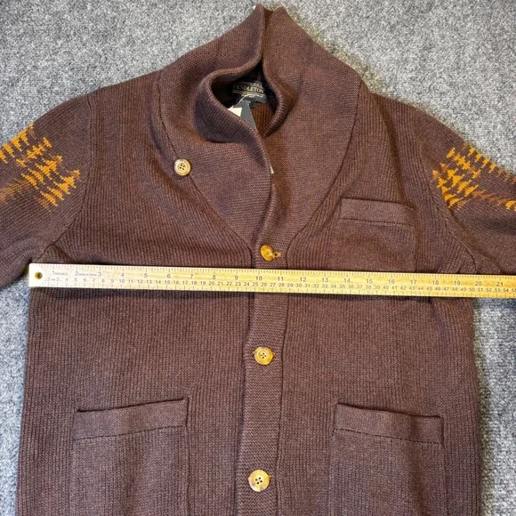 Pendleton Mens Shawl Collar Cardigan‎ Harding Sweater Brown Cotton Button Up Sm